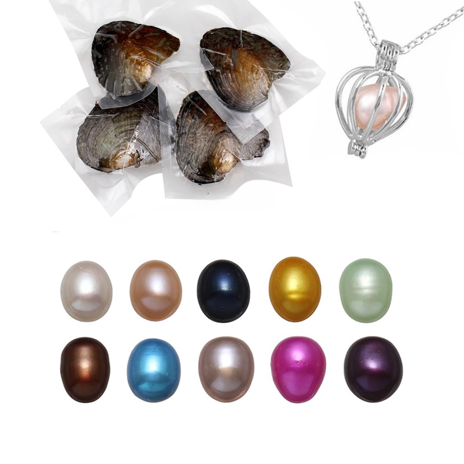 DIY Pearl Necklace Kit – 10PC Natural Oyster Gift Set