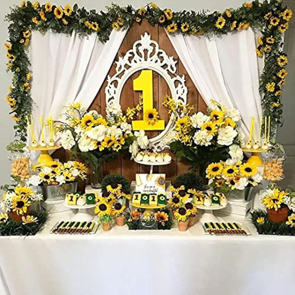 Beferr 4 Pcs Artificial Sunflower Garland | Silk Yellow Flower Vines