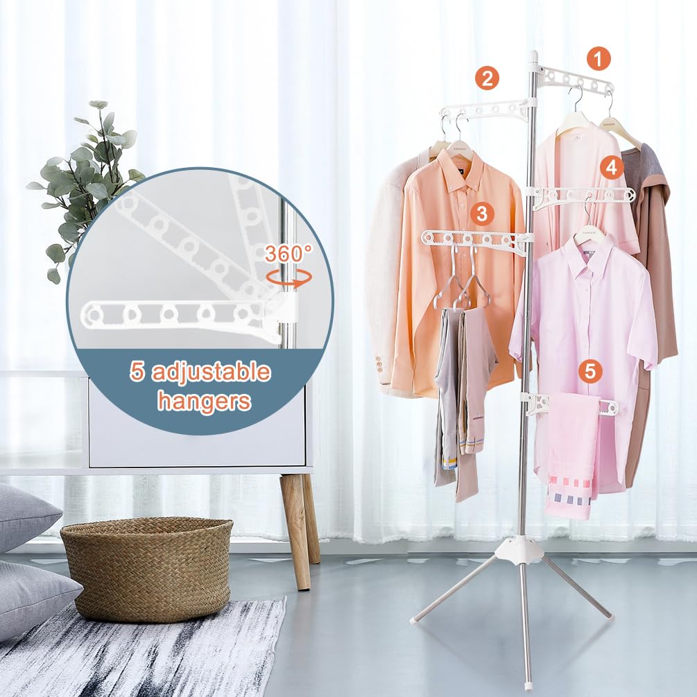 BAOYOUNI Clothes Airer Foldable Clothes Drying Rack with 5 Adjustable Arms - image 2