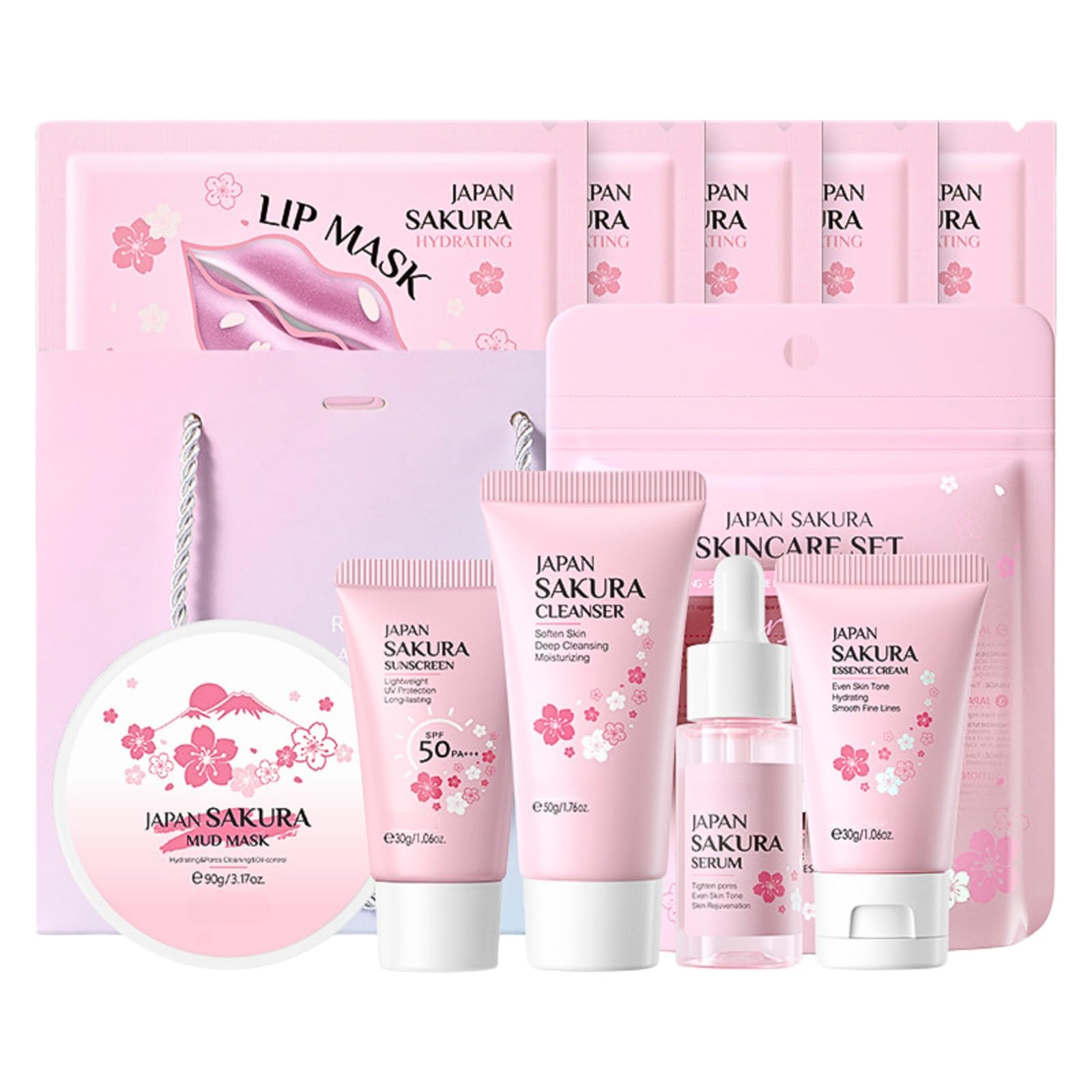 Sakura Skincare Set - 10pc Hydrating & Brightening Gift Kit