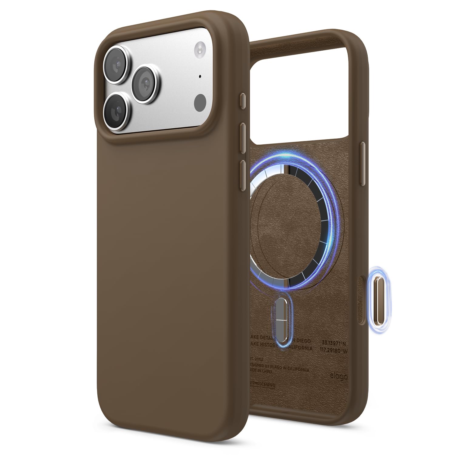 elago Magnetic Liquid Silicone Case for iPhone 17 Pro Max – Brown