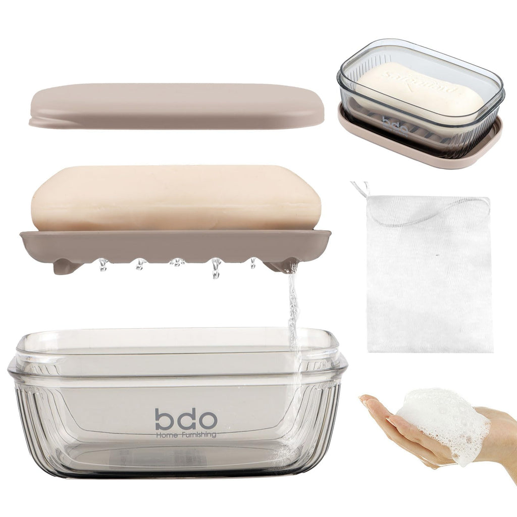 Soap Holder, Travel Soap Case, Portable Soap Box, Soap Case with Draining Grid, Soap Dish With Lid, Easy Cleaning Soap Tray for Bathroom, Gym, Camp - image 1