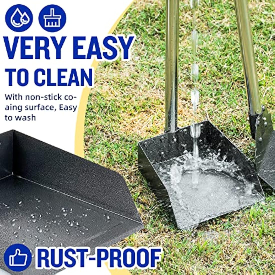 Snagle Paw Heavy Duty Dog Poop Scooper – Large Metal Tray and Spade