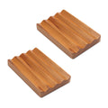 HTB Teak Wood Soap Dish 2-Pack | Natural Wooden Soap Saver for Shower
