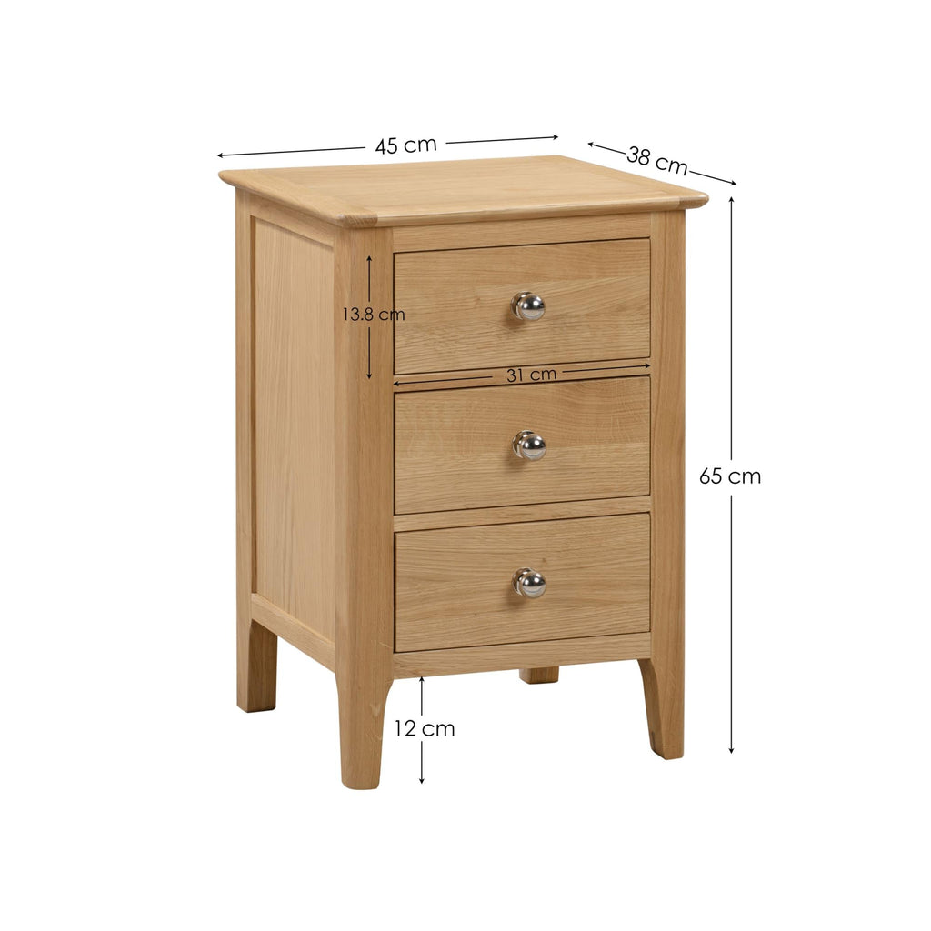Julian Bowen Cotswold Bedside Table, 3 Drawer, Solid Oak - H65 x W45 cm - image 3