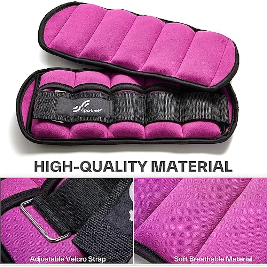 Sportneer Adjustable Ankle Weights Set | Neoprene Wrist Straps 0.9-4.5kg