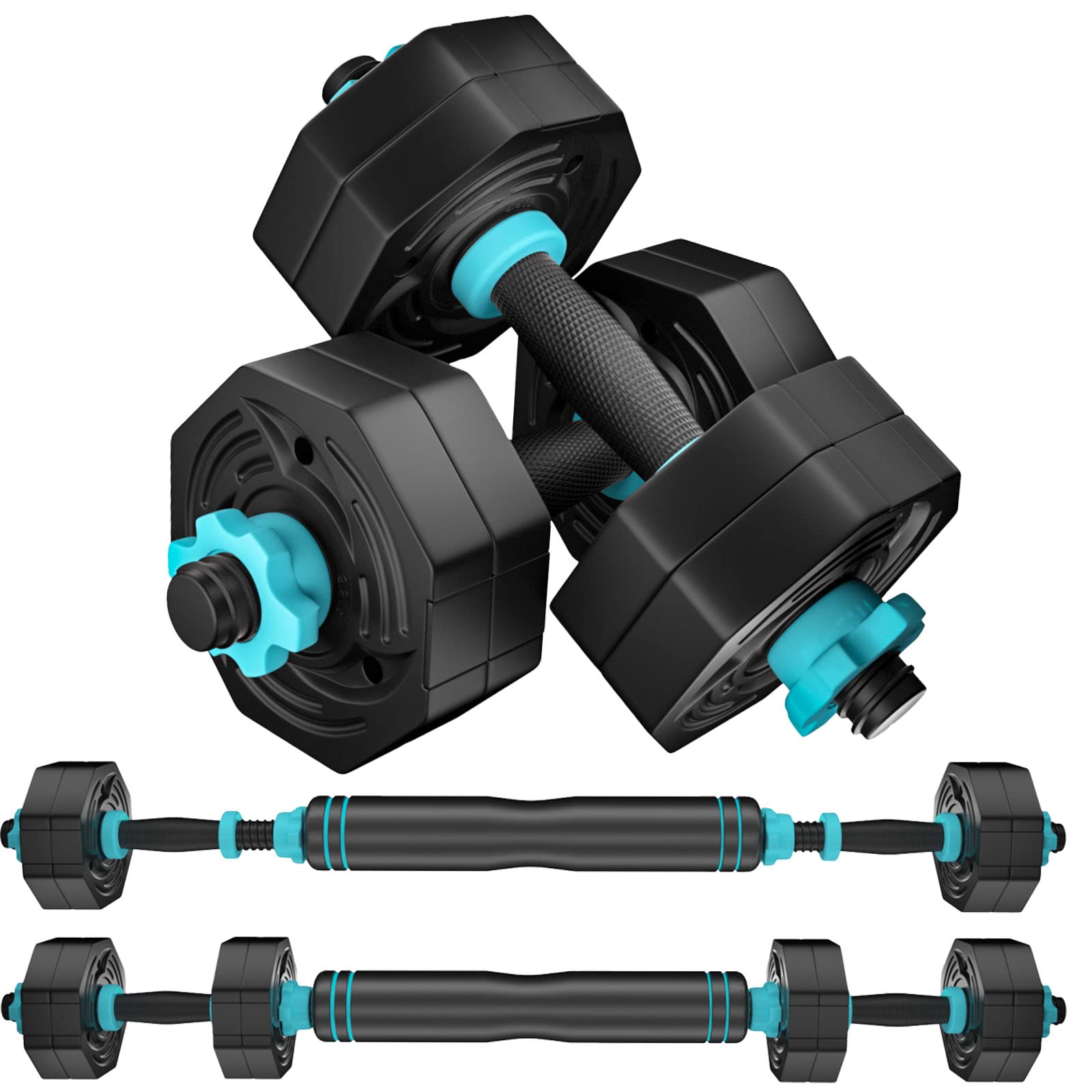 ARUNDO 20LB Adjustable Dumbbell & Barbell Set | Octagonal Home Gym Weights
