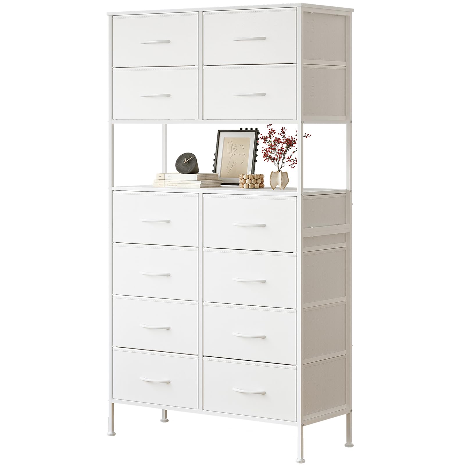 Mintnook 12-Drawer High Chest – Tall White Storage Dresser for Bedroom