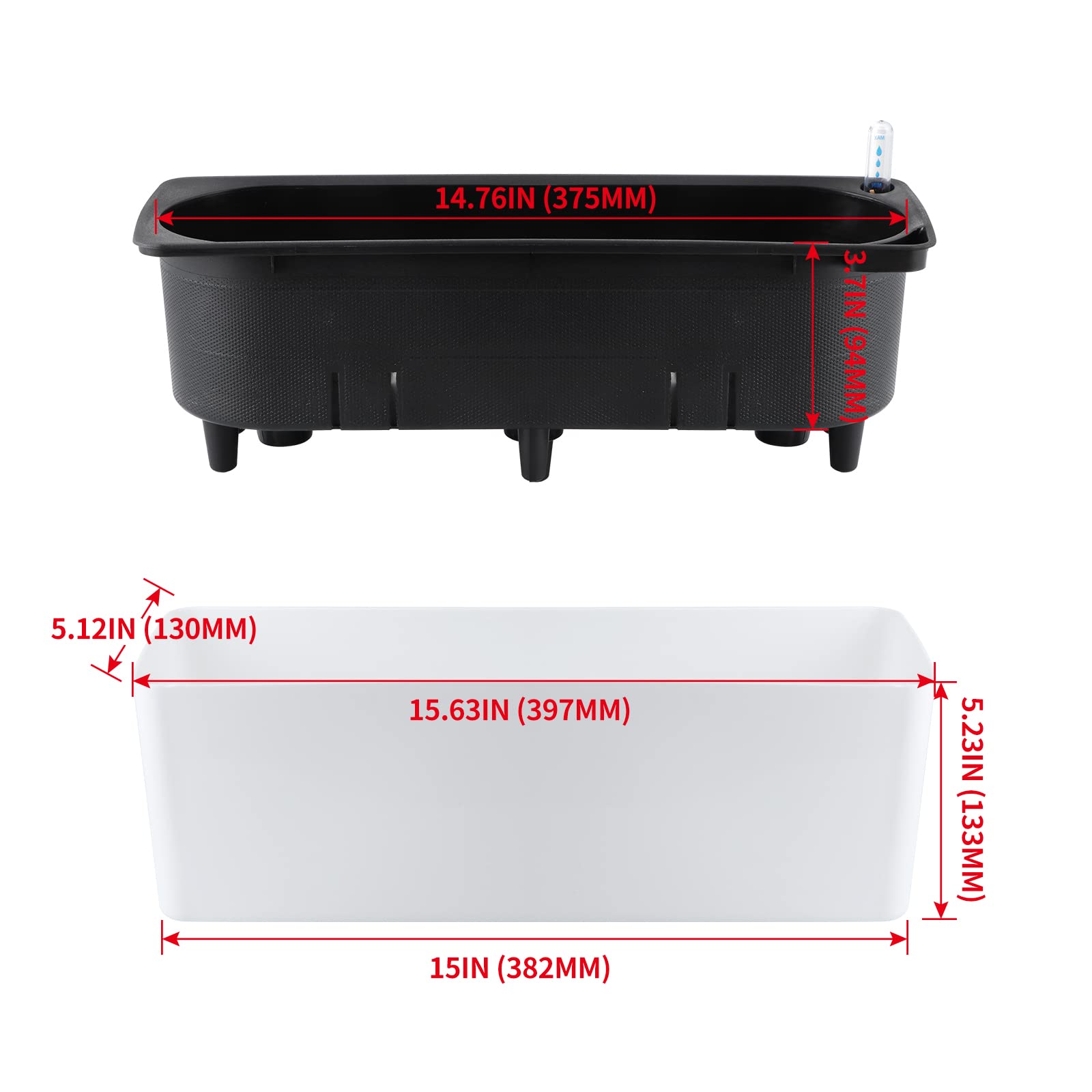 Skelang 2-Pack Self Watering Planter – Rectangle Window Box with Indicator