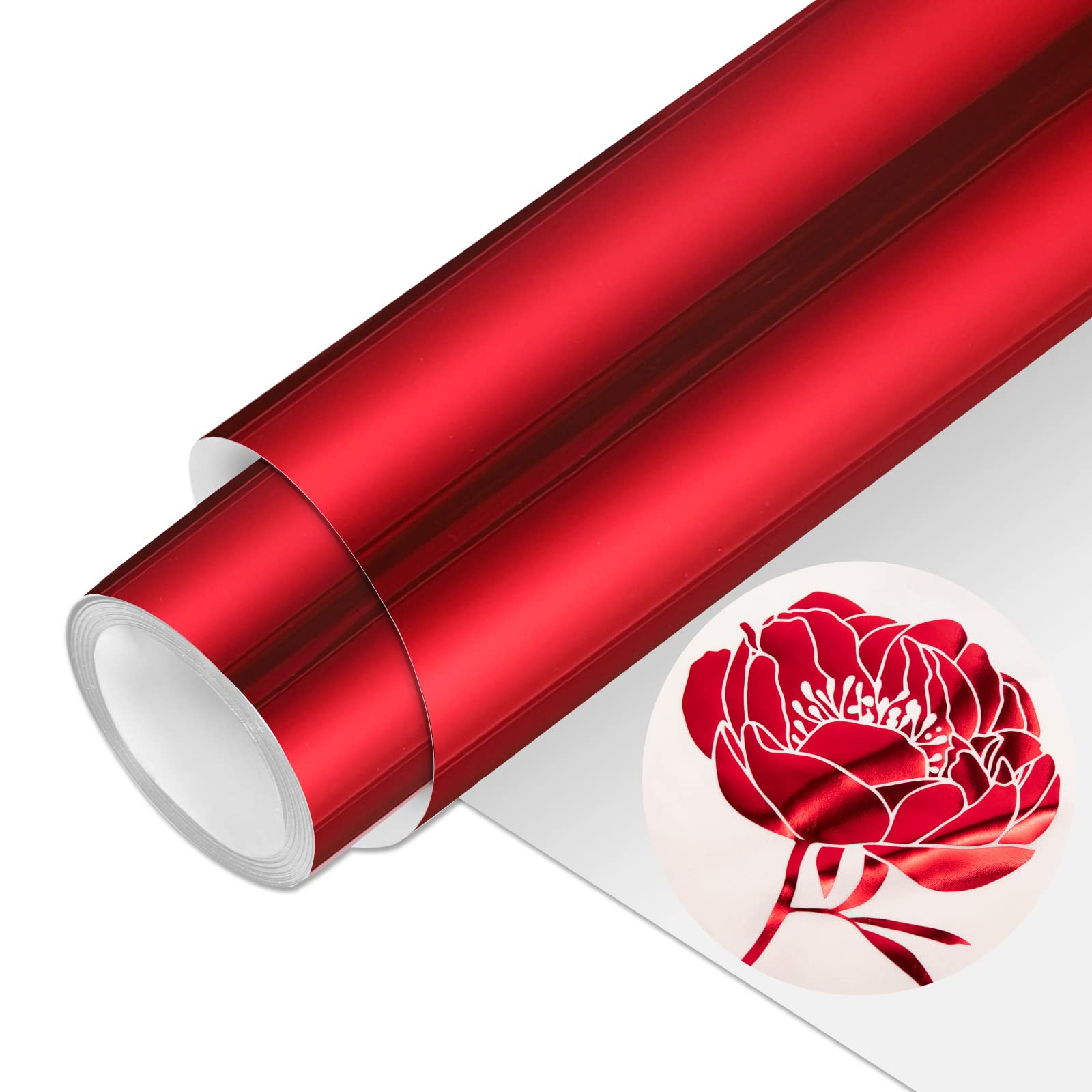 Vinyl Frog Metallic HTV Roll – Red PU Iron on Vinyl for T-Shirts, 12" x 5'