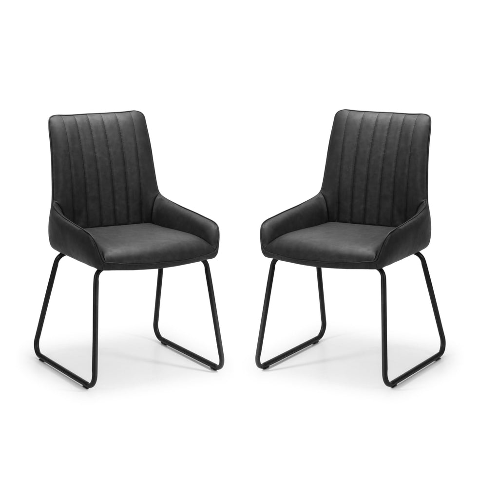 Julian Bowen Soho Dining Chairs, Set of 2, Faux Leather, Black - H86xW50cm - image 3