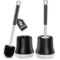Enspoway Toilet Brush and Holder 2-Pack | Stainless Steel Handle, Black