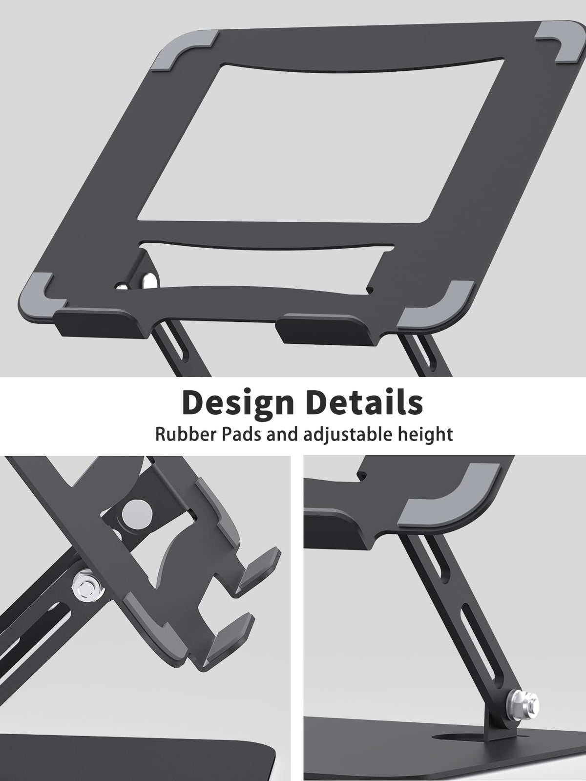 SOUNDANCE Laptop Stand, Heavy Metal Base, Adjustable, 10-15.6", Black