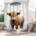 Jolof Store Highland Cow Shower Curtain – Funny Farmhouse Fabric, 72x72