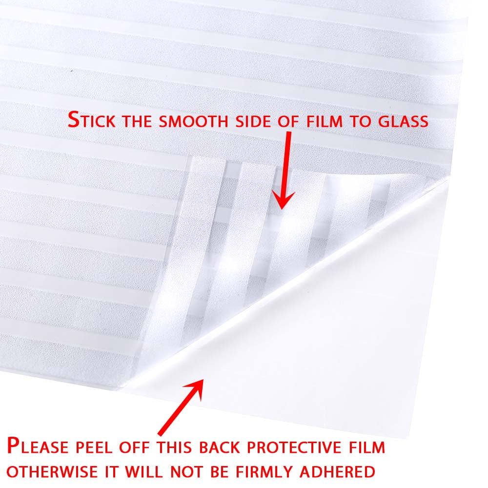 VSUDO Frosted Stripe Privacy Window Film - Static Cling Vinyl (90x400 cm)