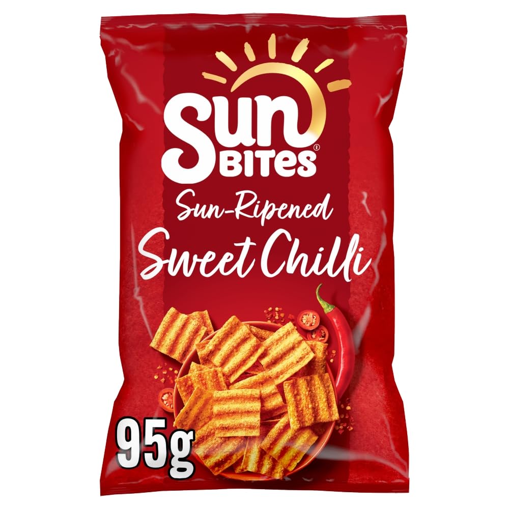 Sunbites Sweet Chilli Wholegrain Crisps - 95g Multigrain Snacks (Case of 12)