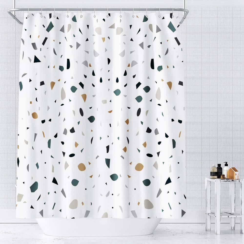 AceList Shower Curtain - 180x180cm Anti-Mould Waterproof Weighted Hem