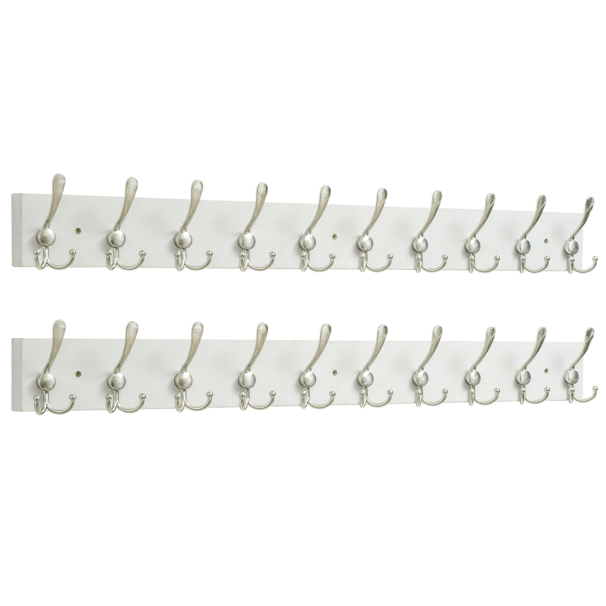 SKOLOO Creations White Solid Wood Wall Mounted Coat Rack, 10 Hooks, 38-1/8" Long - Kitchen, Mudroom, Entryway, Bathroom - Includes Mounting Hardware - image 1