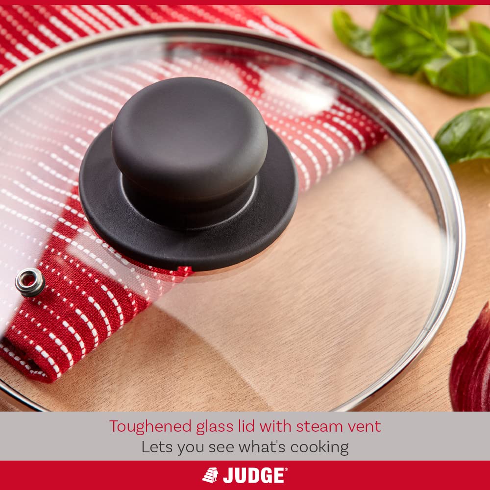 Judge Everyday Non-Stick Saucepan Set with Glass Lids, 3-Piece