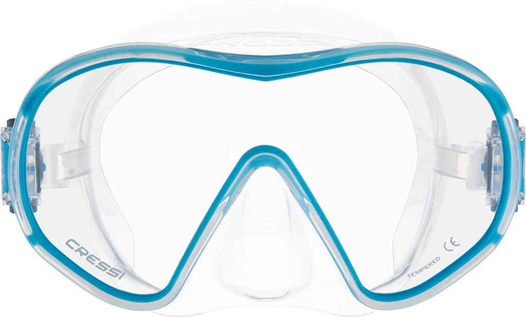 Cressi F-Dual Frameless Diving Mask & Supernova Dry Snorkel Set – Blue