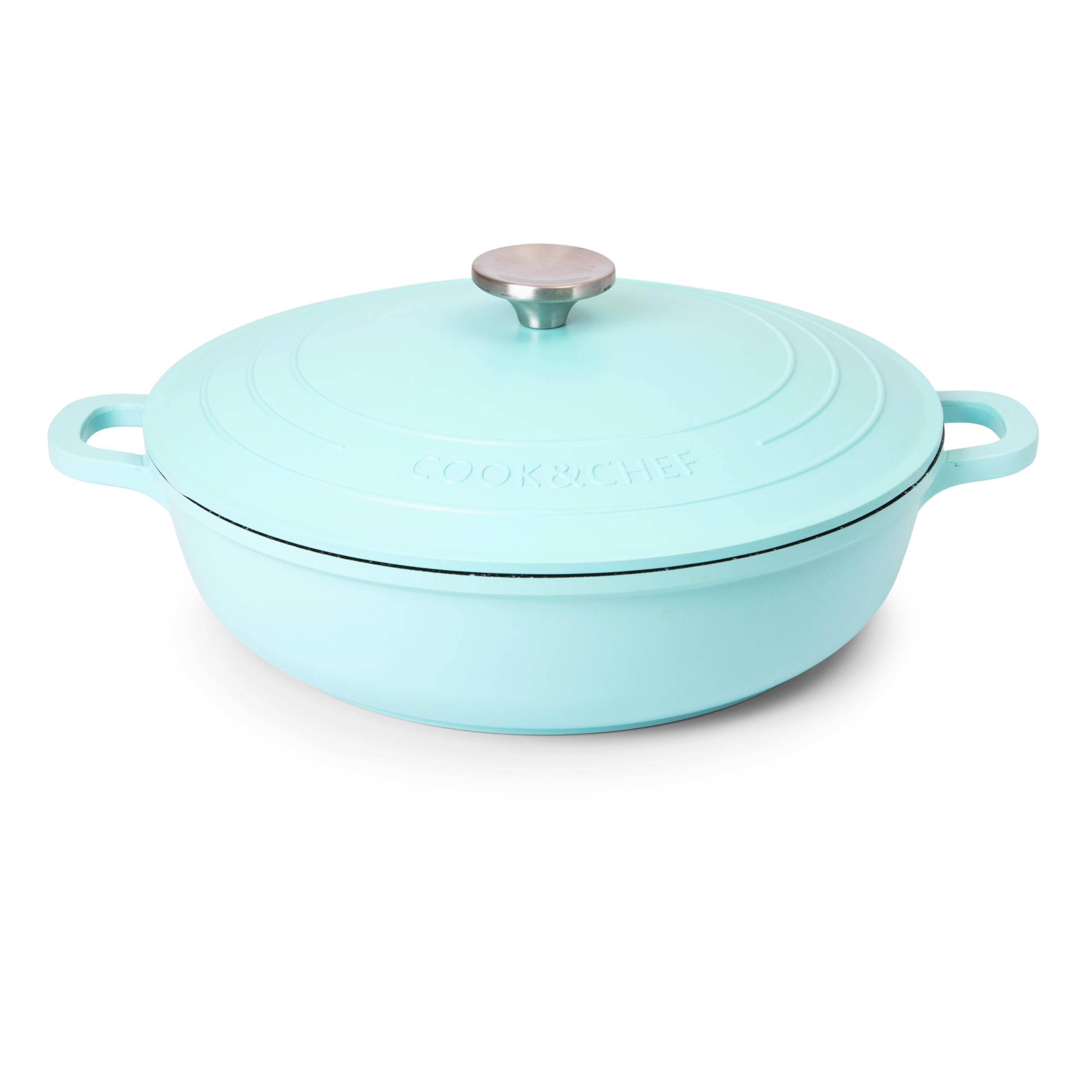 Nuovva Shallow Dutch Oven – 3.9L Non-Stick Aluminium Casserole Dish, Teal