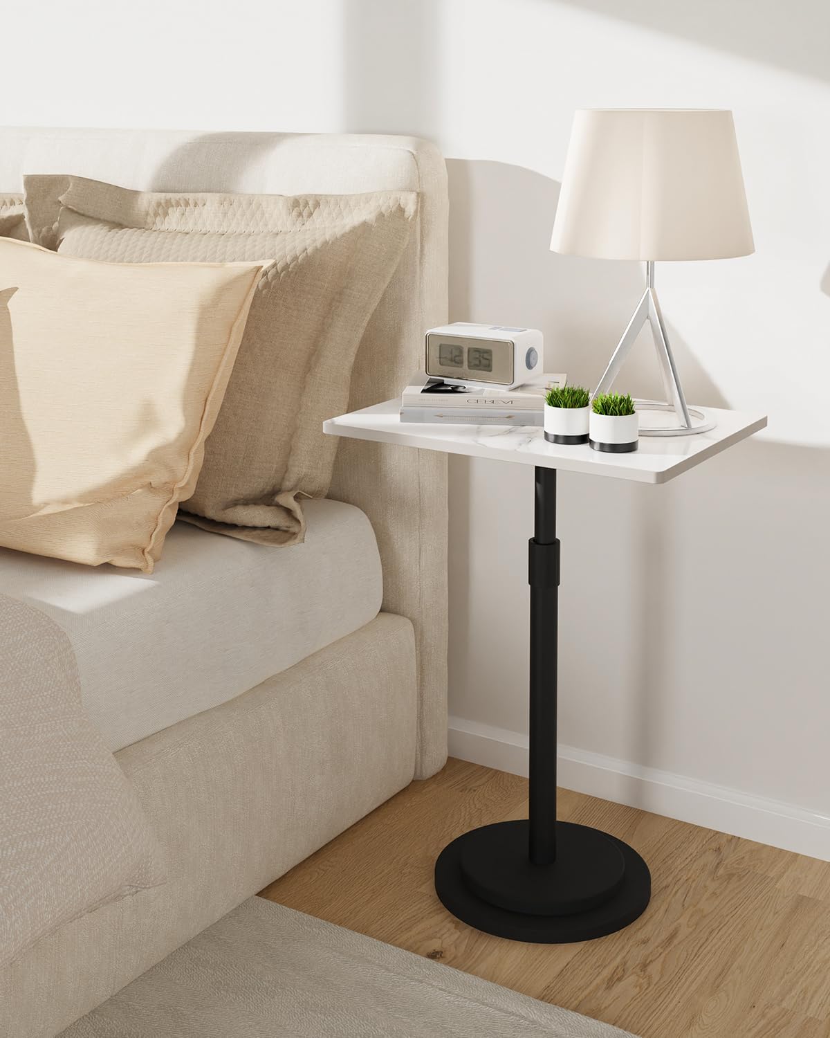 GUOHNHE Rectangle Drink Table, Height Adjustable Stand, 1 Pack, White - image 2