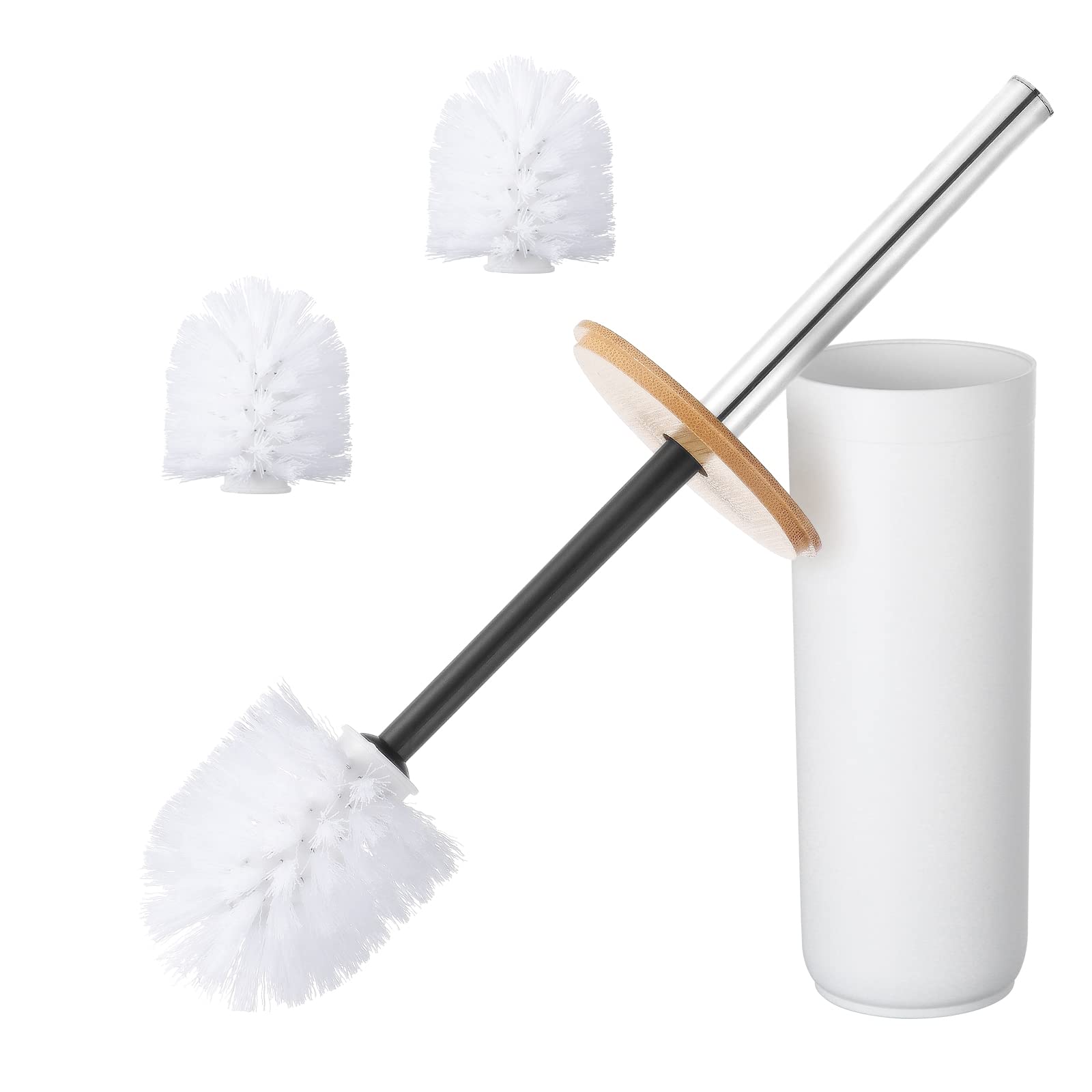 Jolof Store Toilet Brush and Holder | Bamboo Handle with 3 Brush Heads