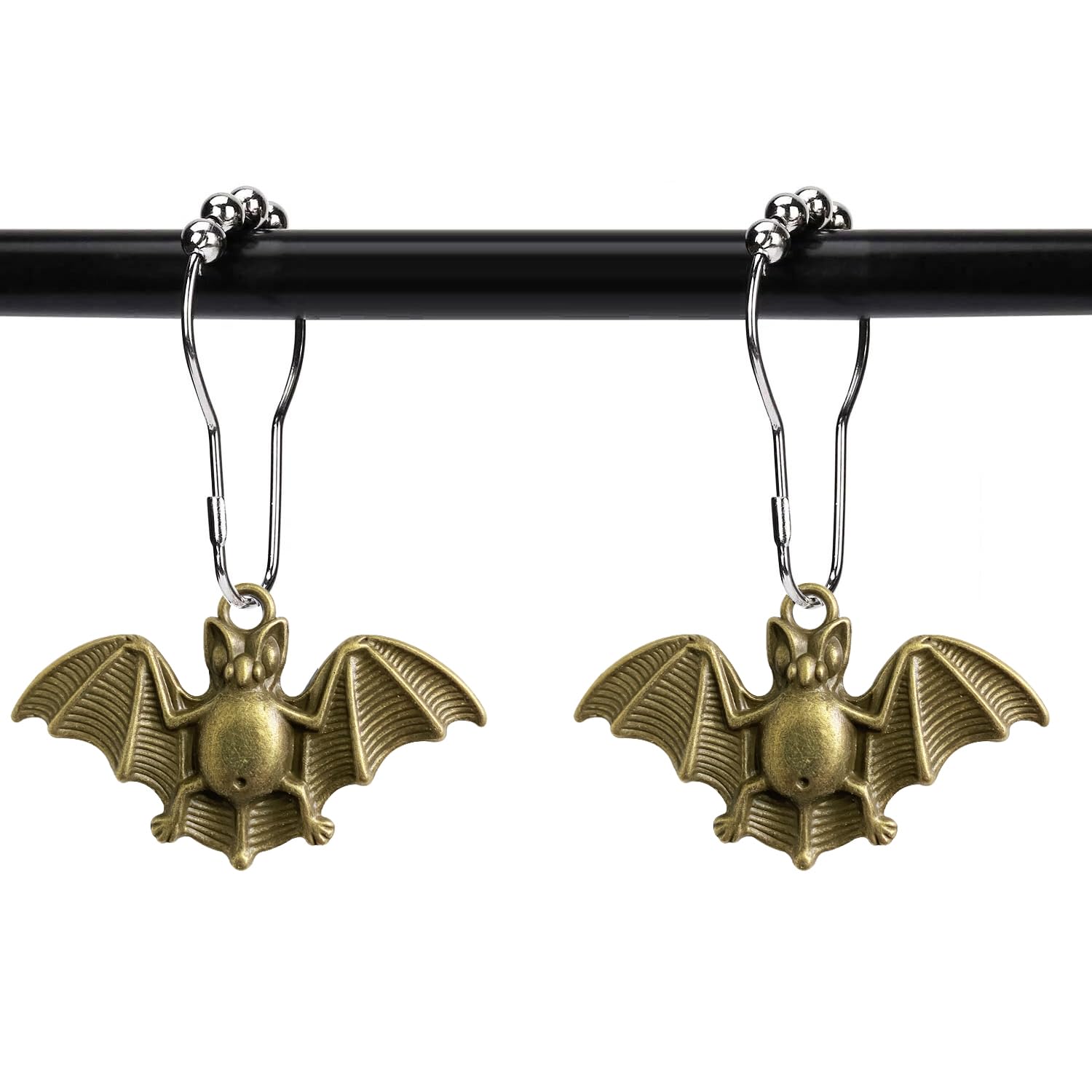 ZILucky Bat Shower Curtain Hooks – Rustproof Stainless Steel, Set of 12