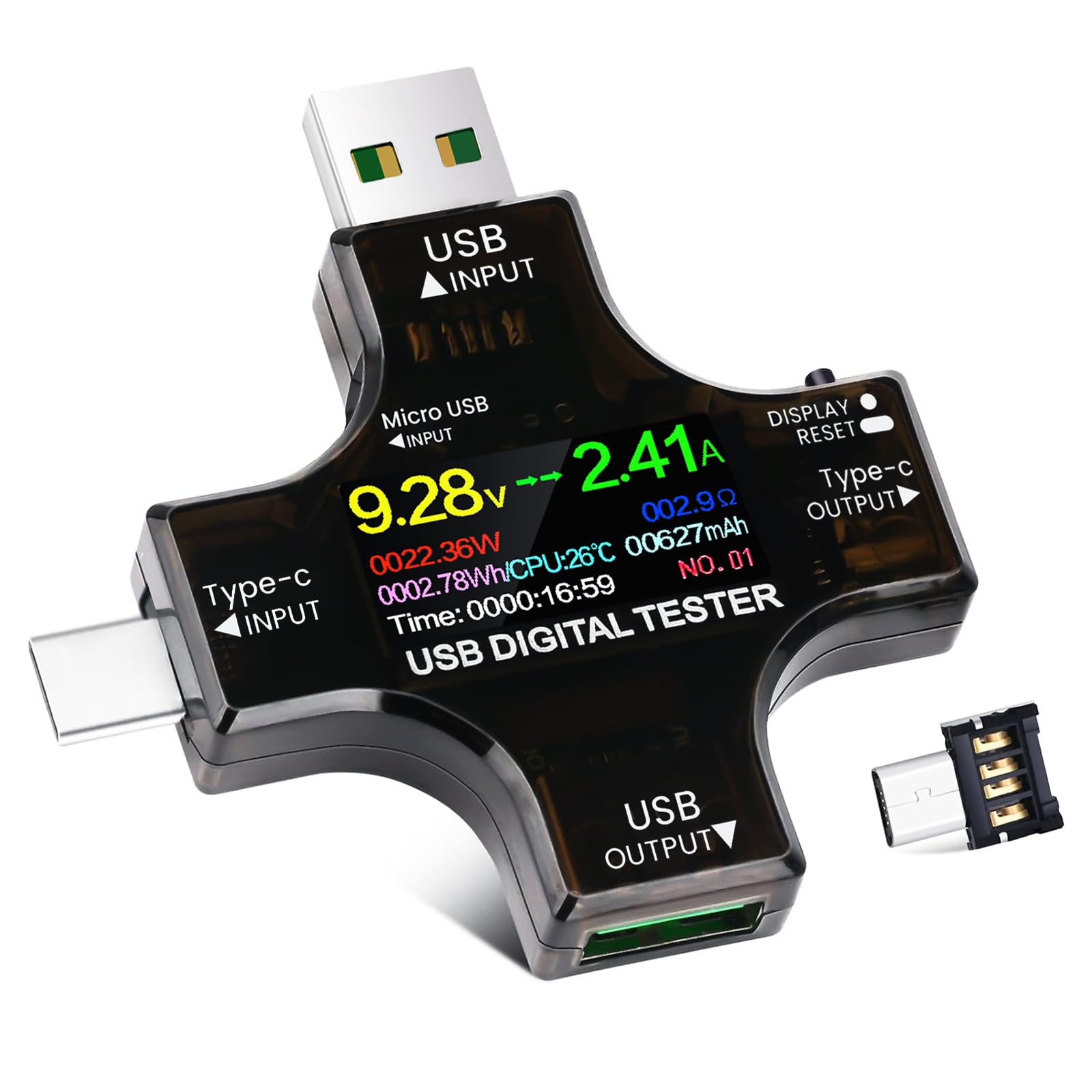 YEREADW USB C Tester Power Meter | 3.6-32V Digital Multimeter & Ammeter