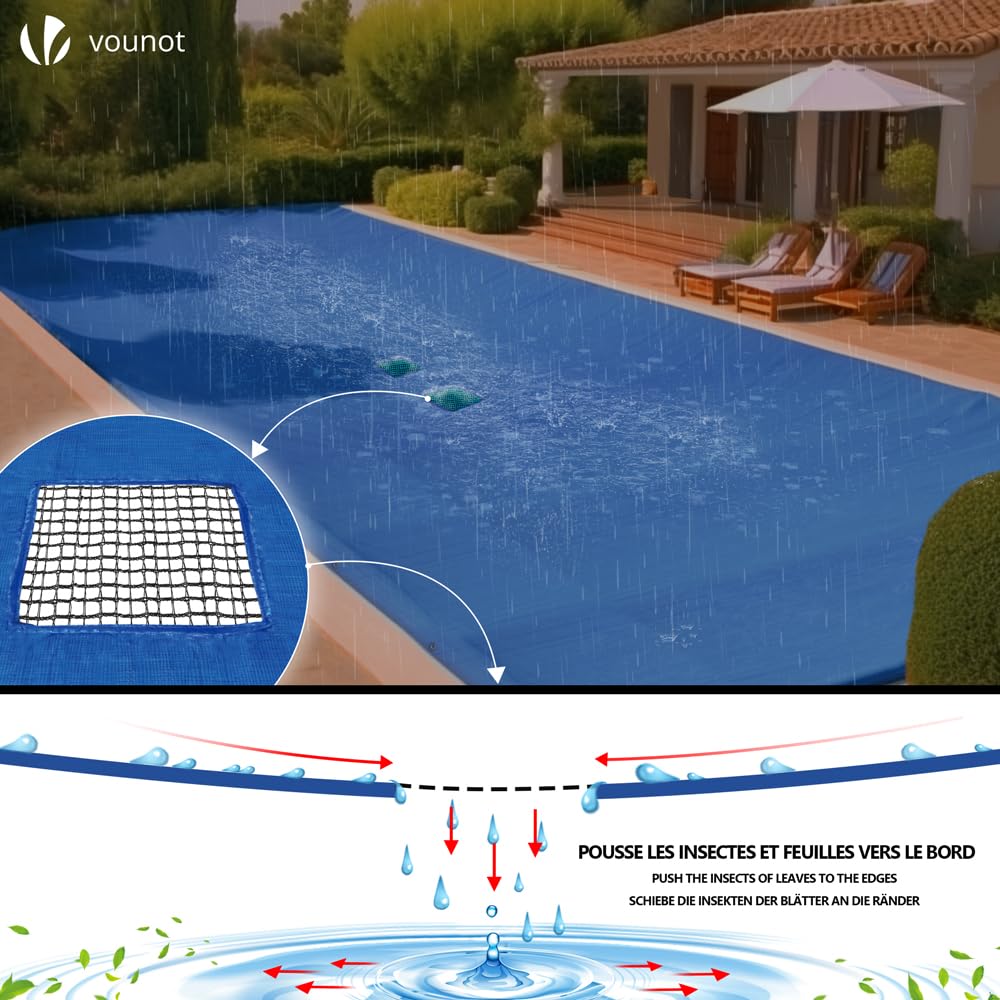 VOUNOT Rectangular Swimming Pool Cover – Heavy Duty 5x10m Waterproof