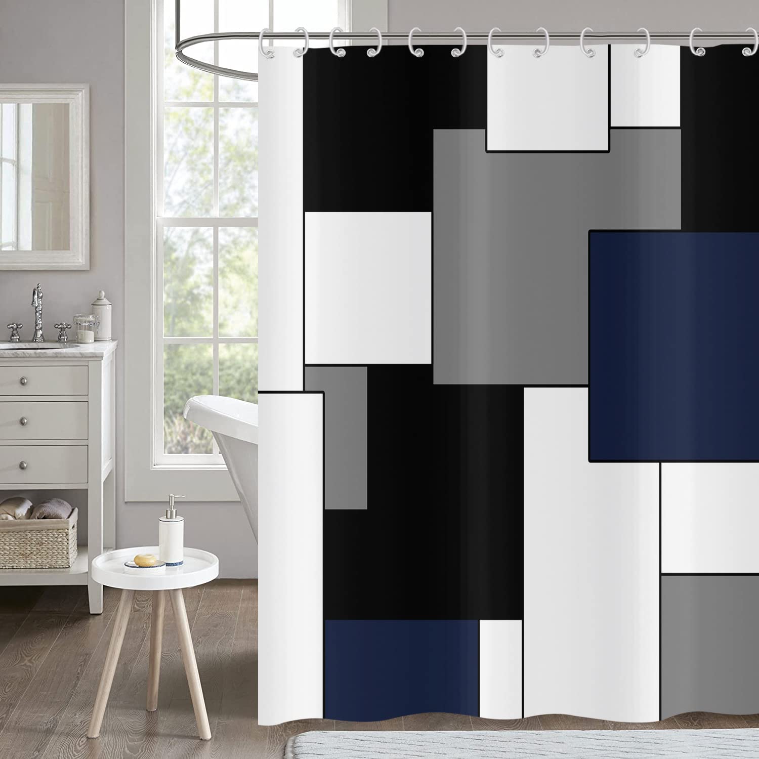 Hnmdmyi Geometric Shower Curtain | Waterproof Polyester Bathroom Decor