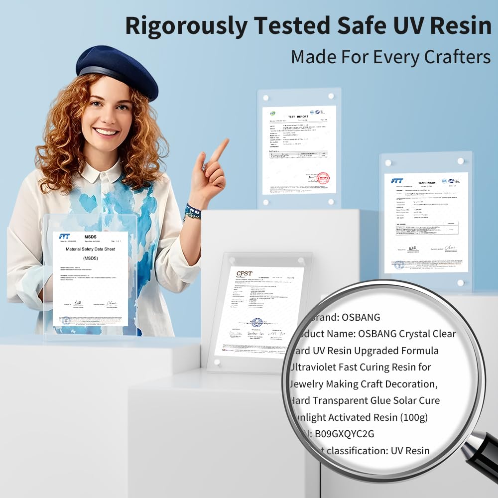 OSBANG UV Resin - Crystal Clear Hard Fast Curing Glue for Jewelry Making