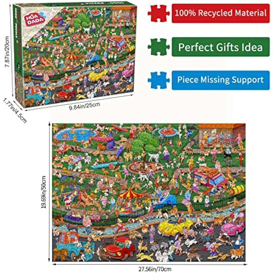 HUADADA Dog Party Jigsaw Puzzle for Adults – 1000 Piece Recycled Paper