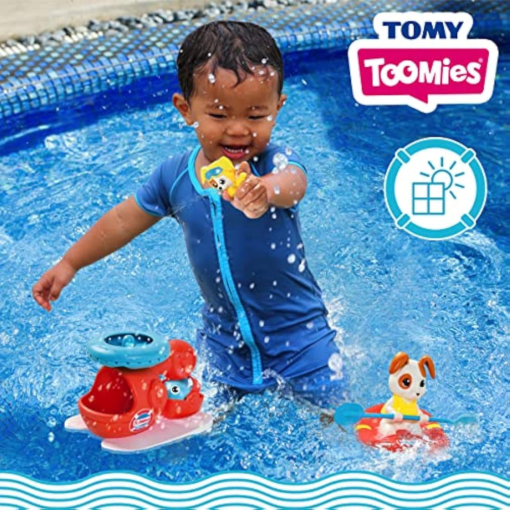 Toomies Sea Rescue Set – Floating Helicopter and Raft Bath Toy