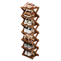 SHEBUYLLI Vertical Foldable Shoe Rack Small, Wooden Shoe Storage Cabinet