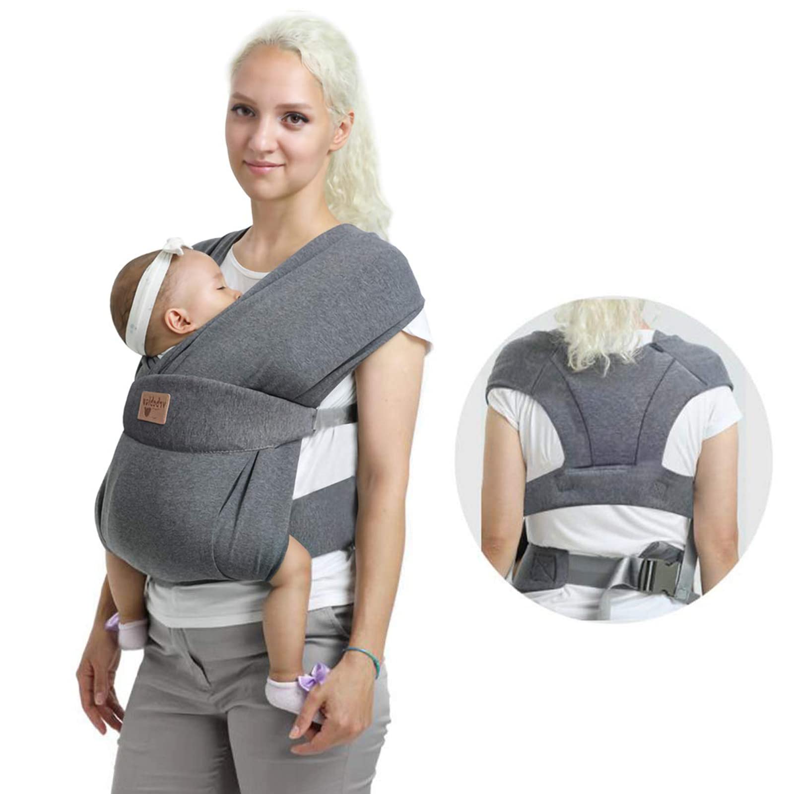 vrbabies Ergonomic Baby Carrier – Extra Soft Newborn Sling, Dark Grey