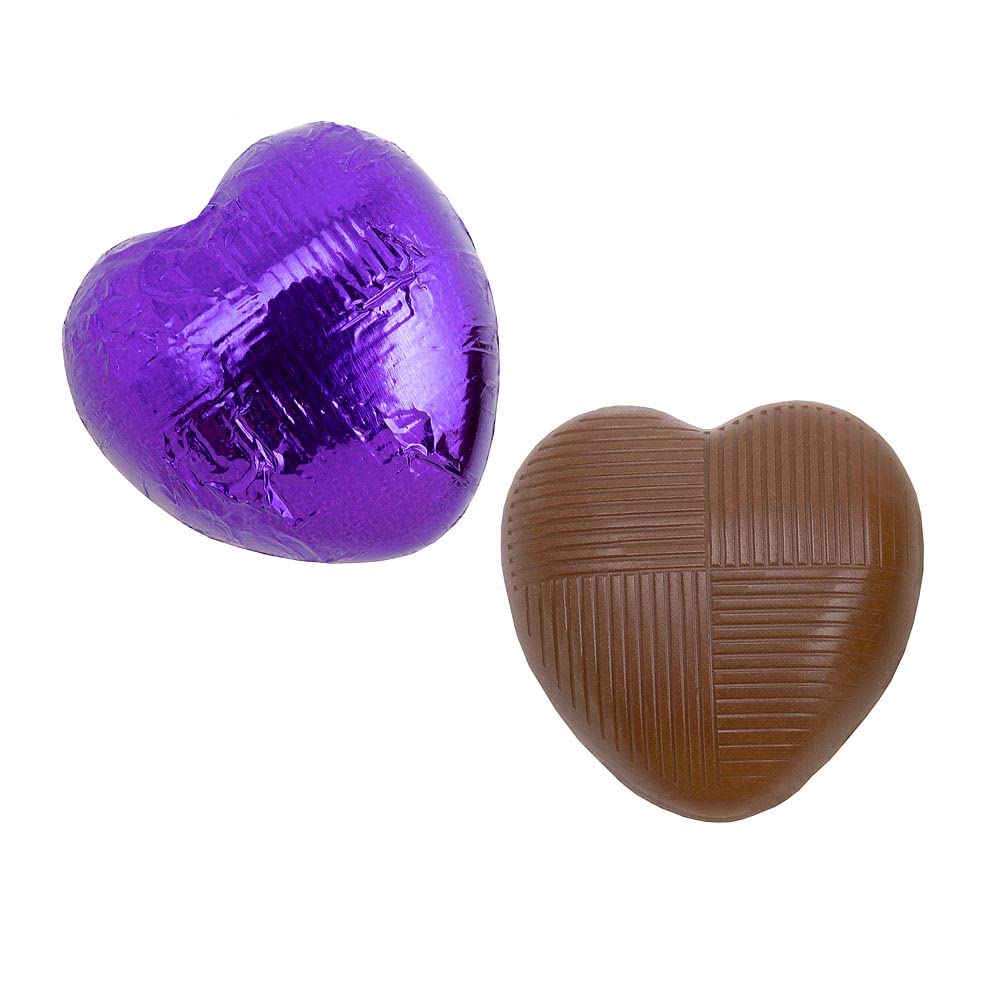 Italian Options Milk Chocolate Hearts | Purple Foil Wedding Favors, 1kg