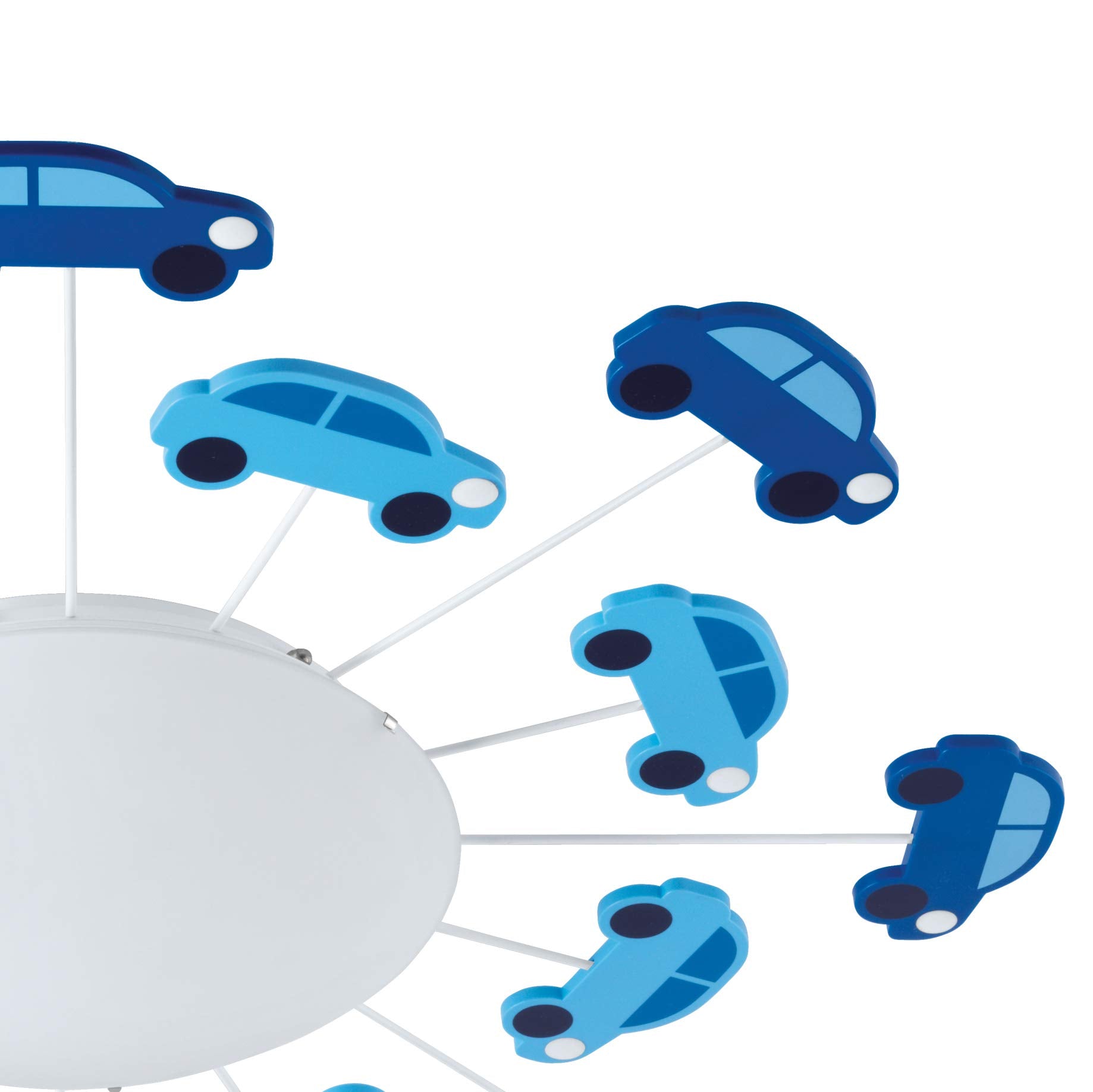 Eglo Viki 1 Kids Car Ceiling Light | Blue Steel & Glow-in-Dark Glass