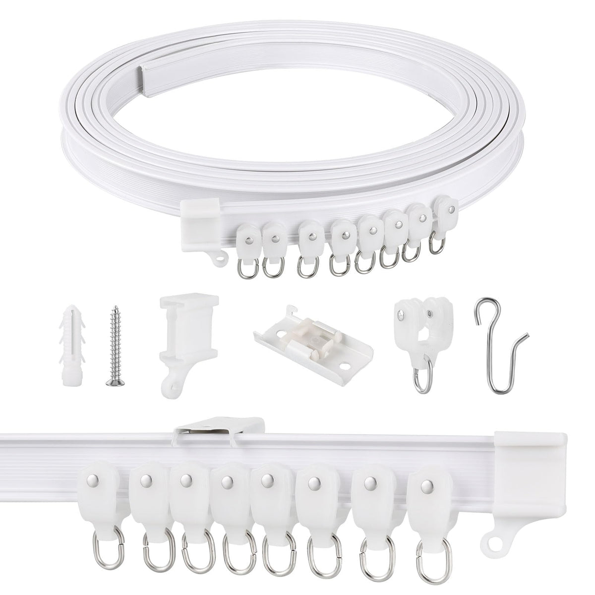 2M Curtain Rail Ceiling Curtain Track Bendable Flexible Curtain Rails and Fittings for Room Divider,Bay Window,Oval Shower,Bathroom Window,RV Rail - image 1