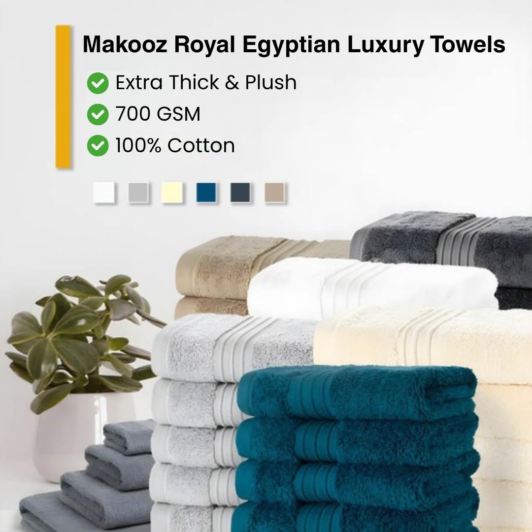 Makooz Premium 700 GSM Hand Towels for Bathroom 2 Pack – 100% Natural Ring-Spun Egyptian Cotton – Luxurious Ultra Soft, Quick Dry, Absorbent - image 4