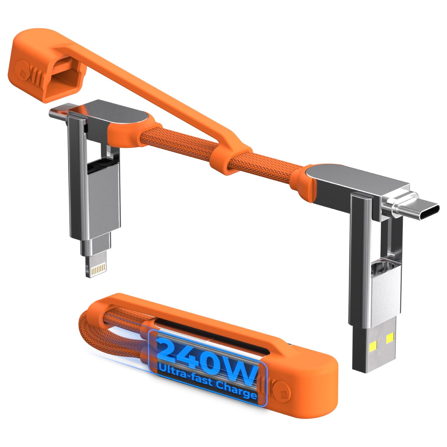 Rolling Square inCharge XS 240W 4-in-1 Keyring Fast Charging Cable