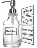 JASAI Antique Glass Soap Dispenser | 12oz Clear Bottle with Rustproof Pump