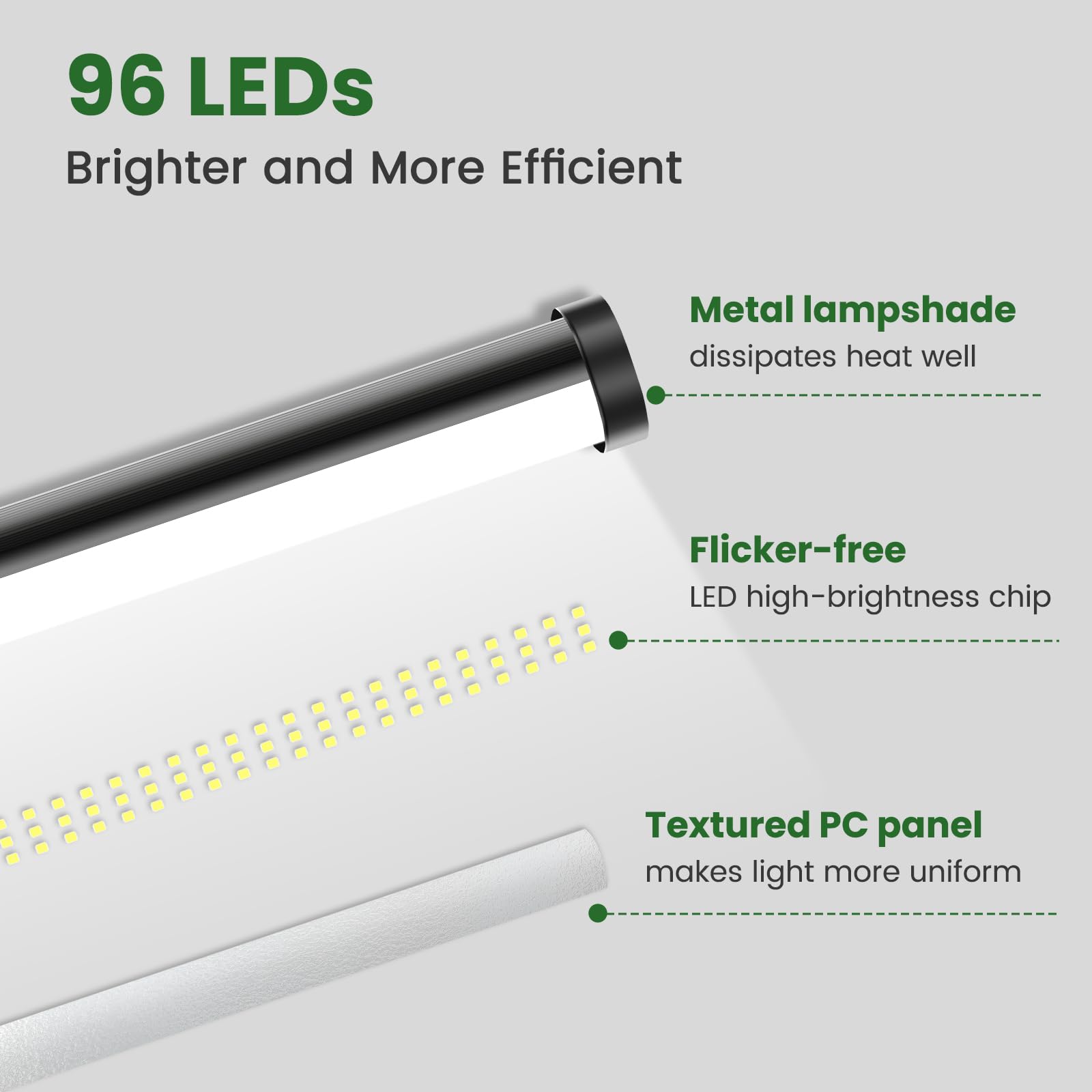 Wolezek 96 LED Grow Light | 20W Full Spectrum Standing Plant Light