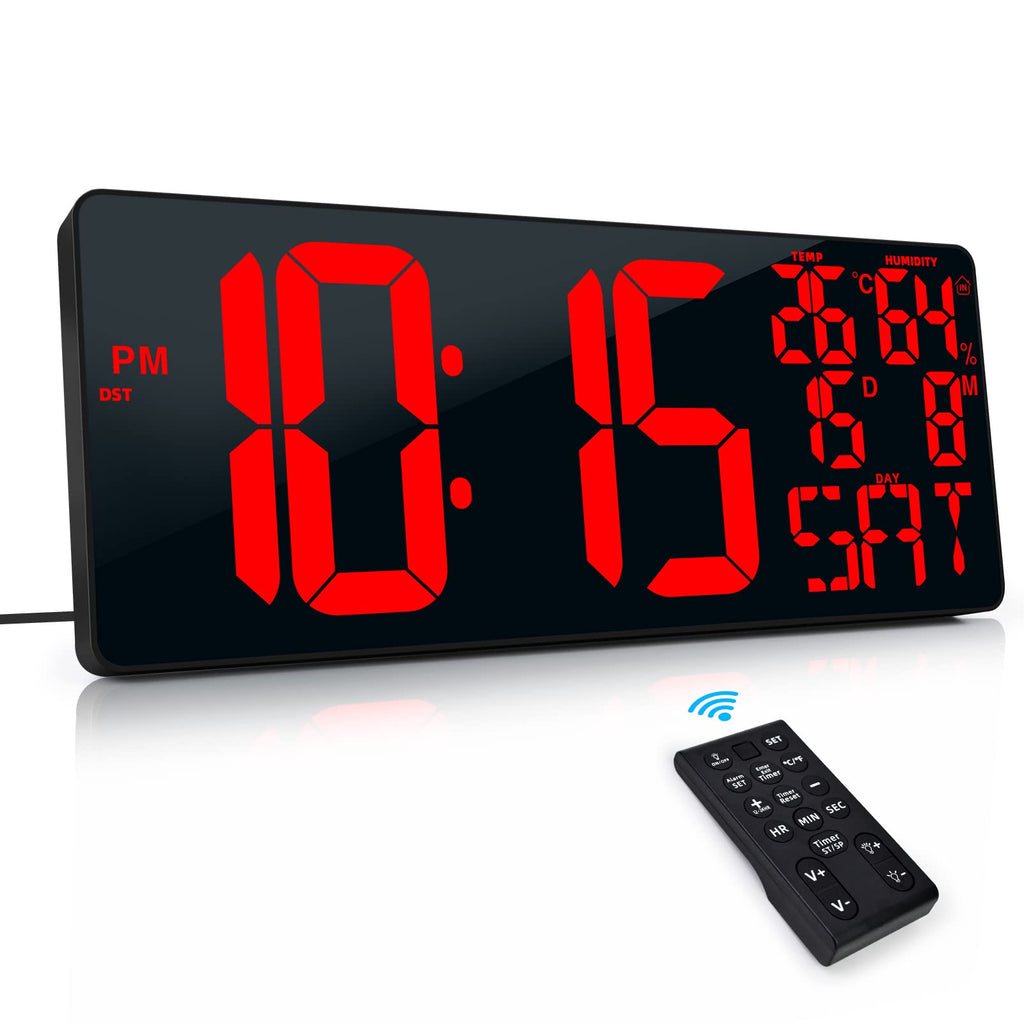 XREXS 18 Inch Extra Large Digital Wall Clock with Remote & LED Timer