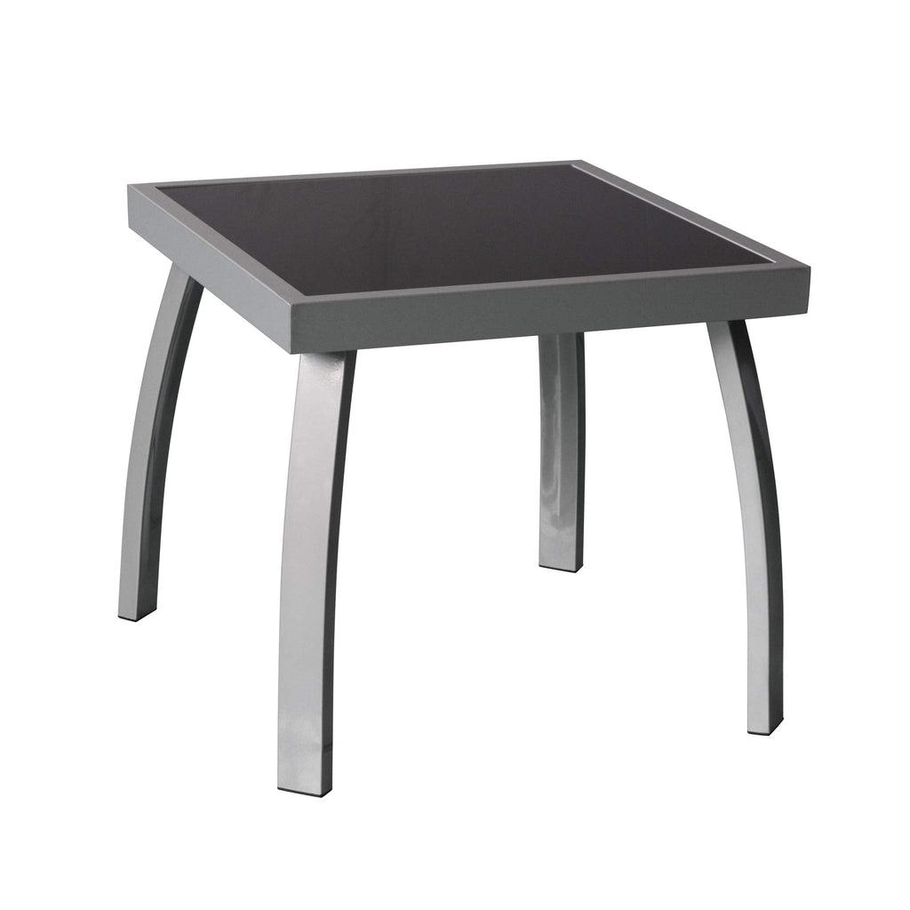 Jarder Square Garden Coffee Side Table - Aluminium & Tempered Glass