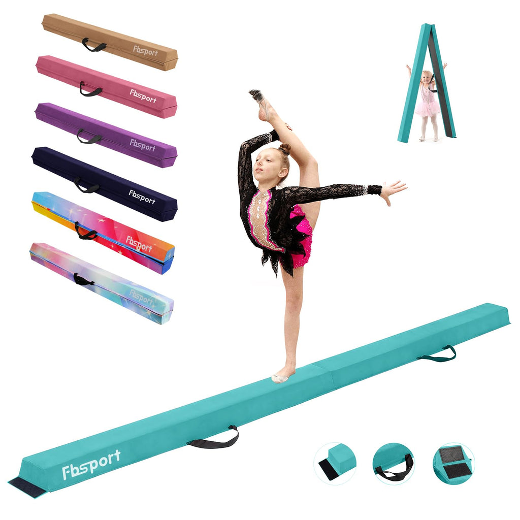 FBSPORT 270cm Folding Gymnastics Balance Beam - Flocked EVA Floor Beam