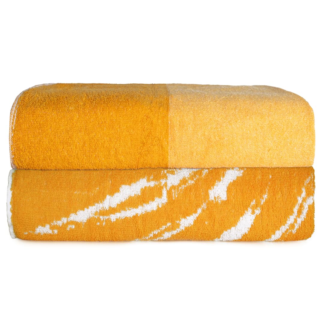 SweetNeedle Cotton Palm Beach Towels - 2 Pack - Yellow Golden Glow