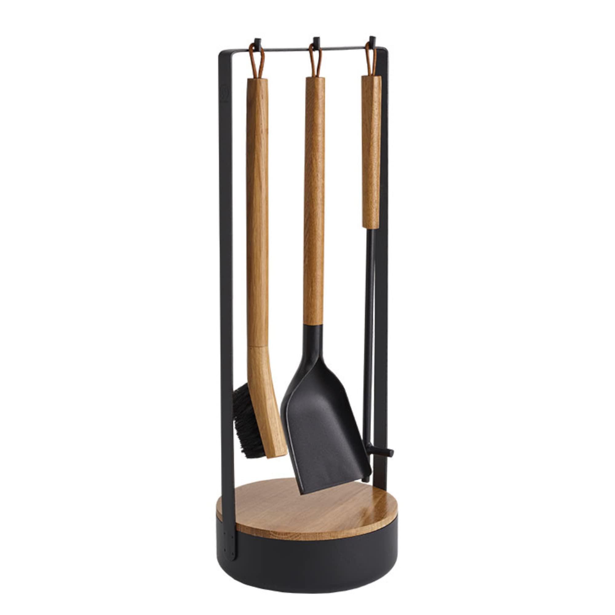 Morsø Adrian 4-Piece Fireplace Companion Set – Black & Natural Wood