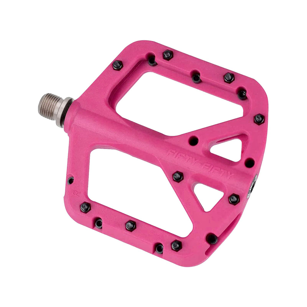 FIFTY-FIFTY MTB Pedals – Nylon Composite 9/16" Wide Flat Platform (Pink)
