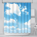 AIBIIN Blue Sky White Cloud Shower Curtain | Waterproof Polyester 71x71
